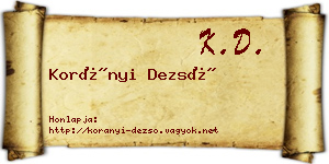 Korányi Dezső névjegykártya